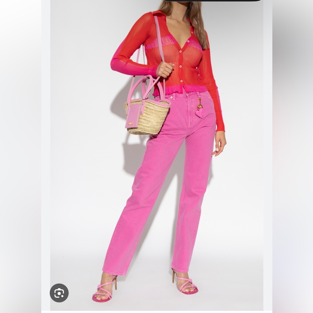 Jacquemus Vibrant Pink Straight Leg Jeans 30 - Picture 2 of 6